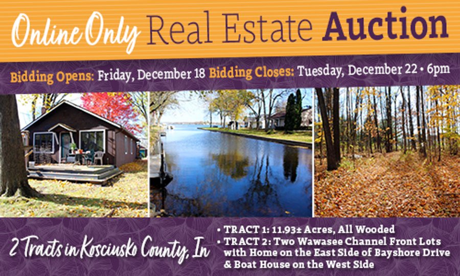 ONLINE ONLY - REAL ESTATE AUCTION - 2 TRACTS IN KOSCIUSKO COUNTY, INDIANA