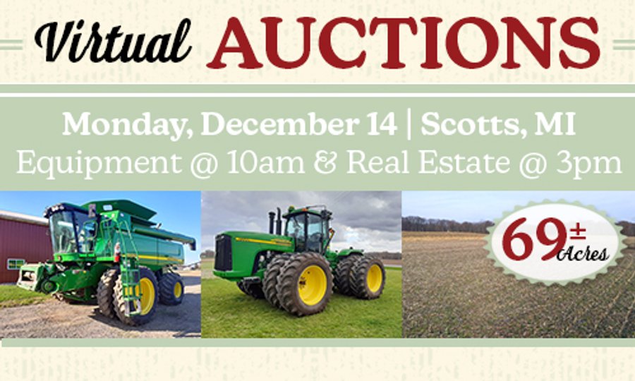 VIRTUAL REAL ESTATE & PERSONAL PROPERTY AUCTIONS - 69+/- ACRES IN 2 TRACTS IN KALAMAZOO COUNTY, MICHIGAN