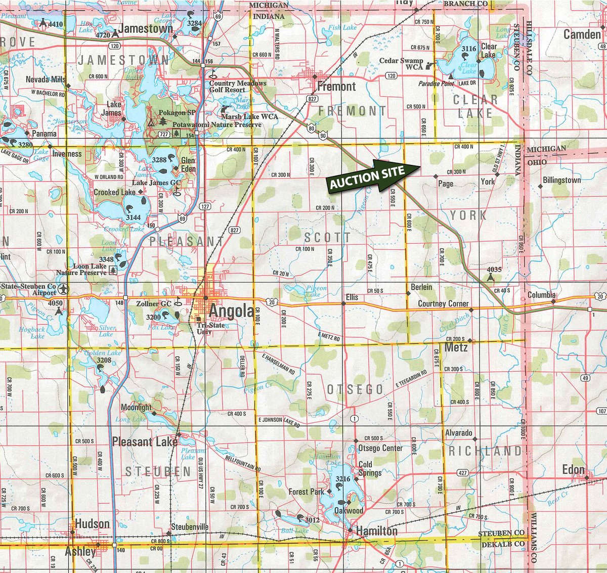 Area map - VIRTUAL ONLINE FARM EQUIPMENT AUCTION IN STEUBEN COUNTY, INDIANA