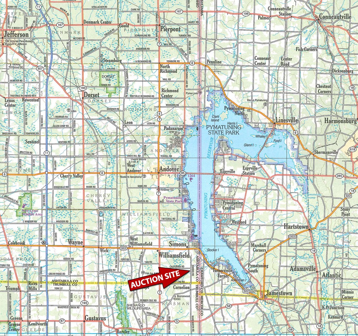Area map - FARM EQUIPMENT AUCTION IN ASHTABULA COUNTY, OHIO