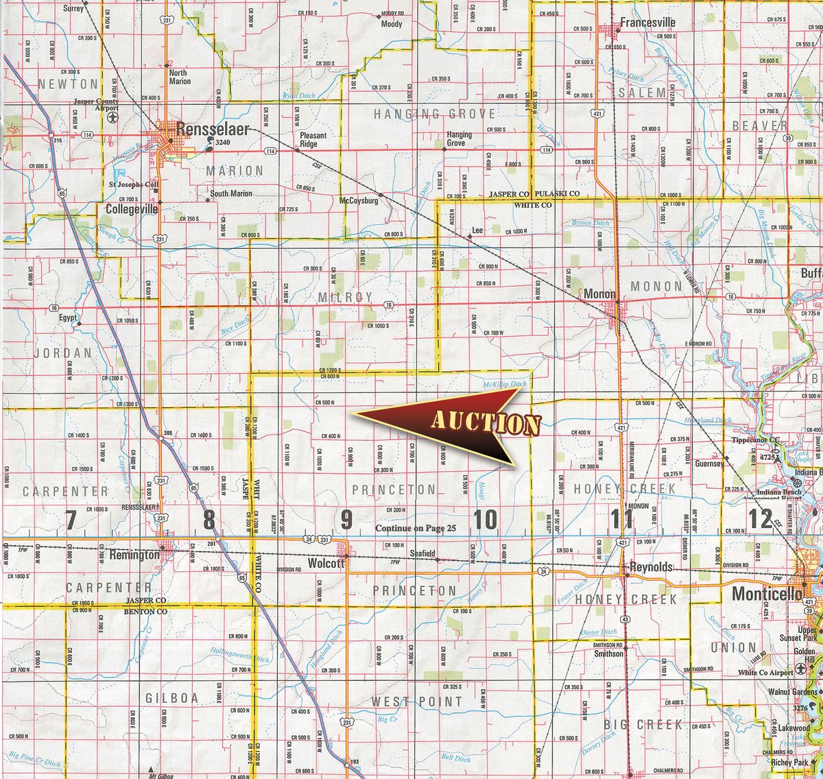 Area map - FARM EQUIPMENT AUCTION IN WHITE COUNTY, INDIANA