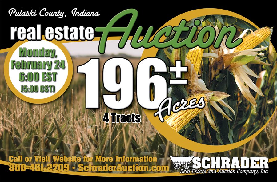REAL ESTATE AUCTION - 196+/- ACRES IN 4 TRACTS IN PULASKI COUNTY, INDIANA