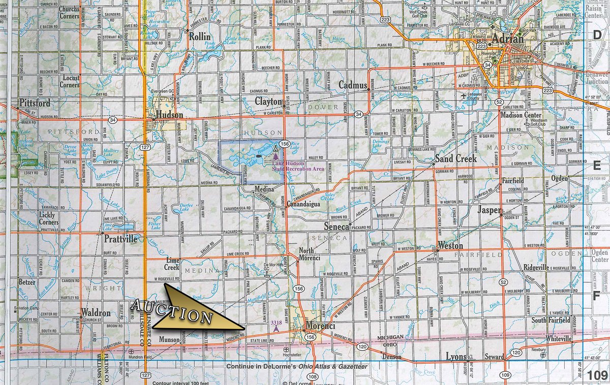 Area map - FARM EQUIPMENT AUCTION IN LENAWEE COUNTY, MICHIGAN