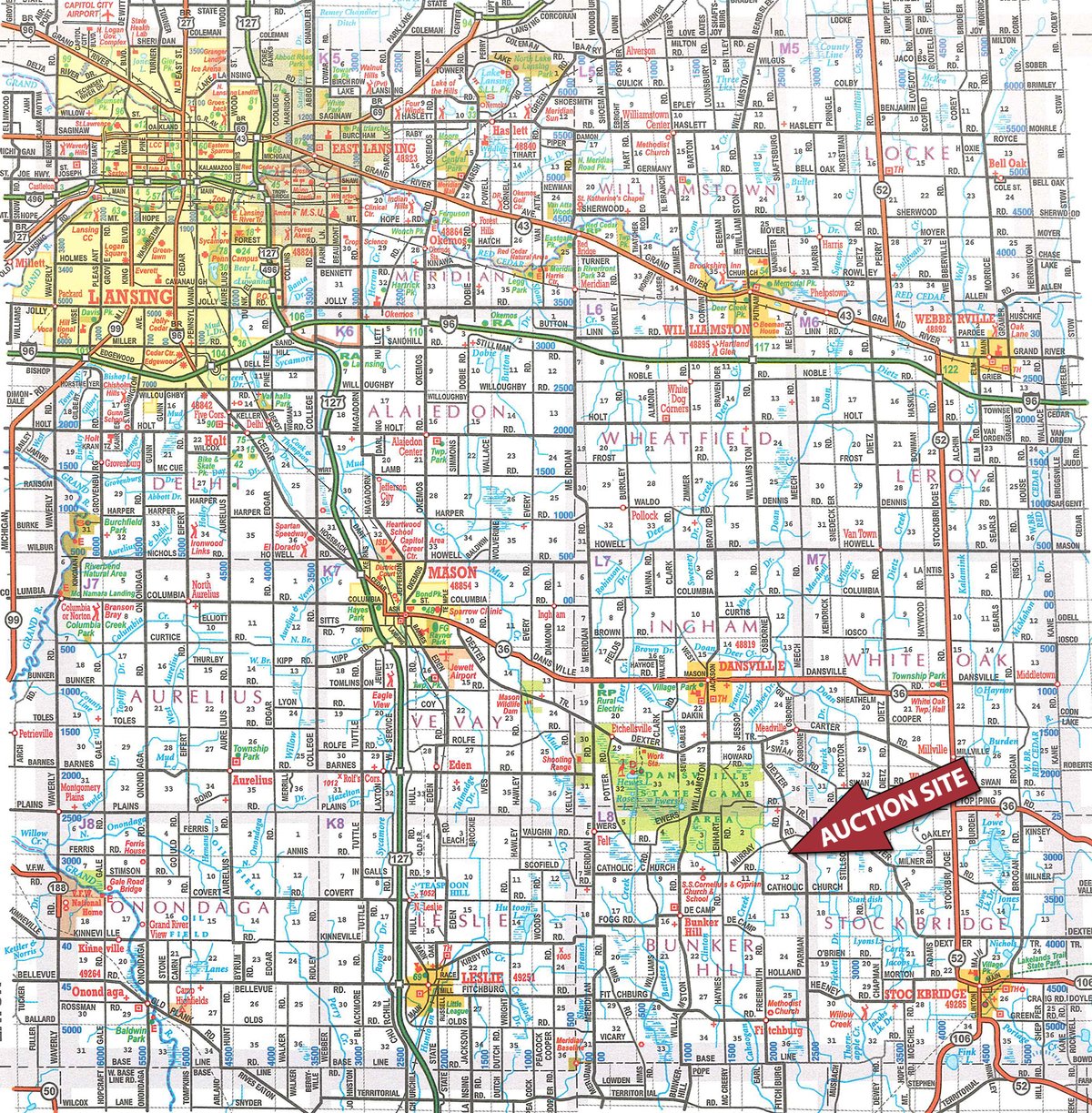 Area map - FARM EQUIPMENT AUCTION IN INGHAM COUNTY, MICHIGAN