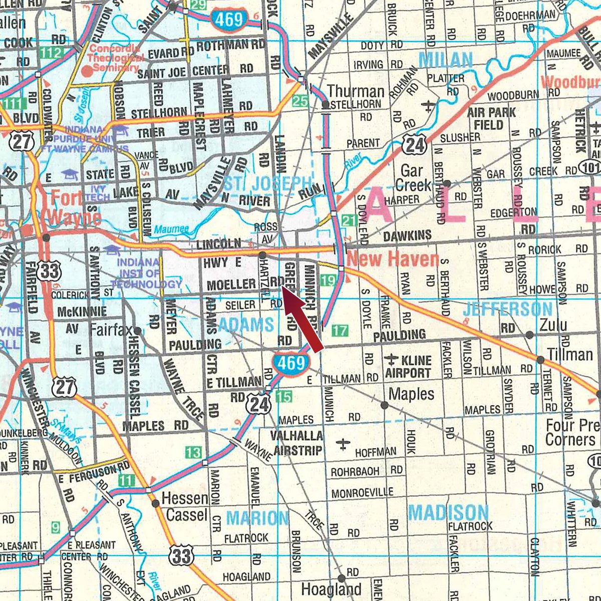 Area map - PERSONAL PROPERTY & REAL ESTATE AUCTION IN ALLEN COUNTY, INDIANA