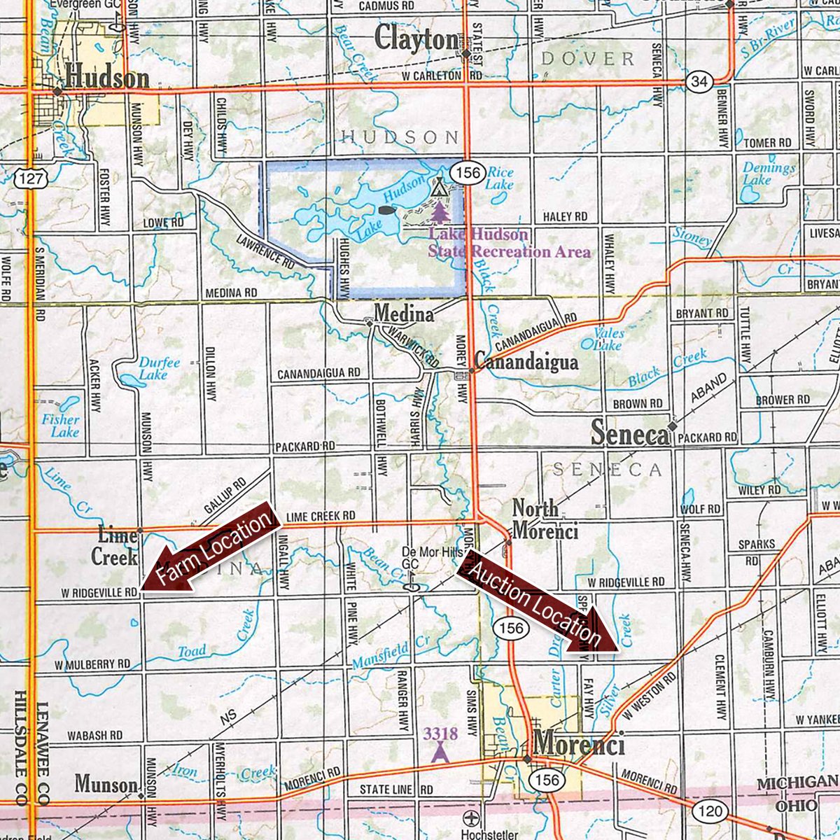 Area map - ** AUCTION HAS BEEN POSTPONED *** FARM AUCTION - 85+/- ACRES OFFERED IN 4 TRACTS IN LENAWEE COUNTY, MICHIGAN