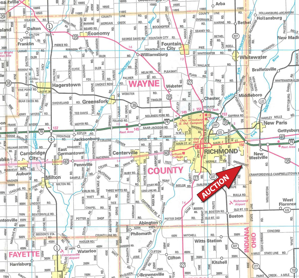 Area map - *** VIRTUAL ONLINE AND PHONE BID *** FARM EQUIPMENT AUCTION IN WAYNE COUNTY, INDIANA