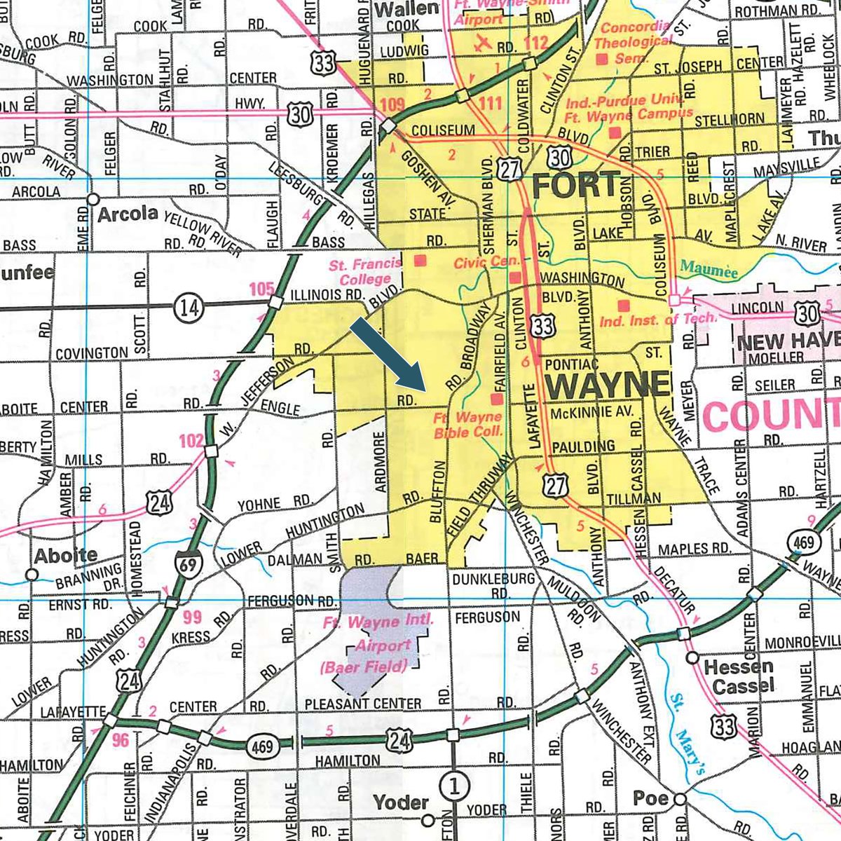 Area map - REAL ESTATE AUCTION IN ALLEN COUNTY, INDIANA