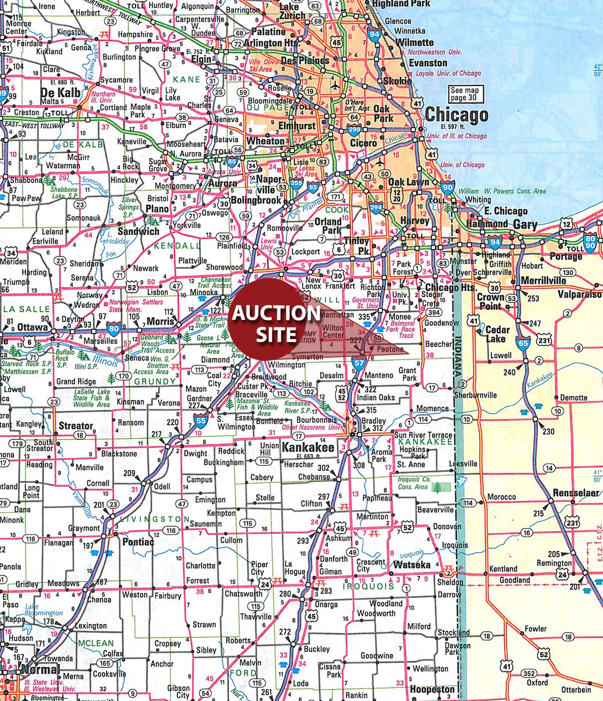 Area map - FARM EQUIPMENT AUCTION IN WILL COUNTY, ILLINOIS