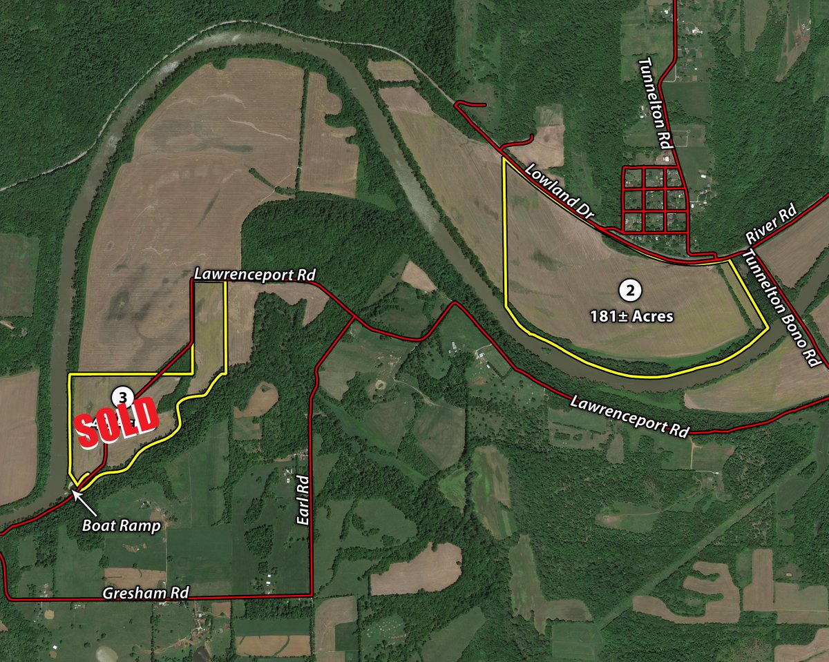 Tract map - LAND FOR SALE - LAWRENCE COUNTY, IN - 470+/-  ACRE ESSENTIAL ALL AROUND FARM IN THREE TRACTS - OFFER PENDING ON TRACTS 2 & 3