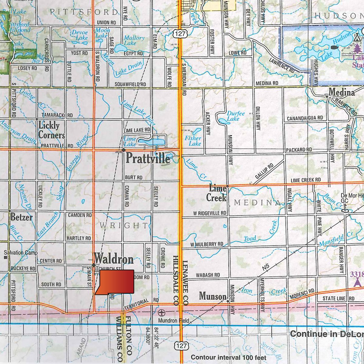 Area map - RETIREMENT FARM EQUIPMENT AUCTION IN HILLSDALE COUNTY, MICHIGAN