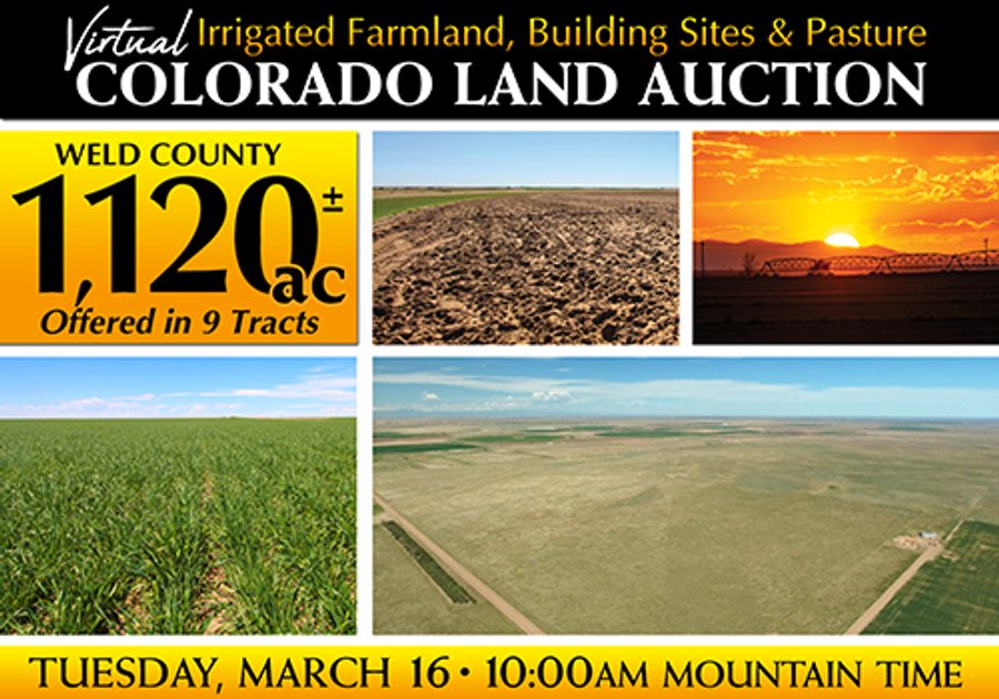 VIRTUAL COLORADO LAND AUCTION - 1,120+/- ACRES OFFERED IN 9 TRACTS IN WELD COUNTY, COLORADO