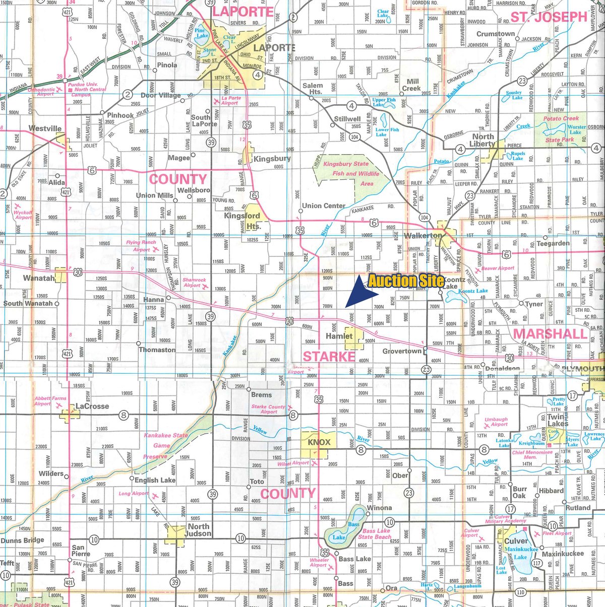 Area map - LIVE and ONLINE FARM EQUIPMENT AUCTION IN STARKE COUNTY, INDIANA