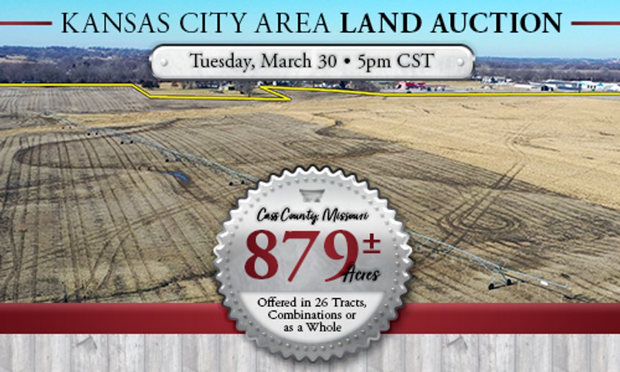LAND AUCTION - 879+/- ACRES IN 26 TRACTS IN CASS COUNTY, MISSOURI