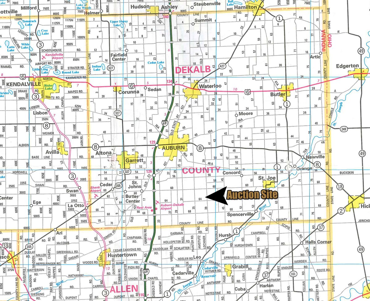 Area map - FARM EQUIPMENT AUCTION IN DEKALB COUNTY, INDIANA
