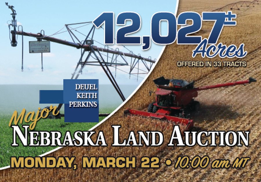 NEBRASKA REAL ESTATE AUCTION - 12,027+/- ACRES OFFERED IN 33 TRACTS IN DEUEL, KEITH AND PERKINS COUNTIES, NEBRASKA