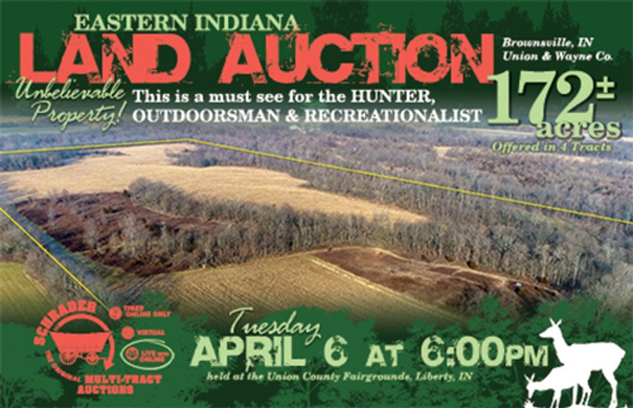 ***SOLD PRIOR TO AUCTION*** LAND AUCTION - 172+/- ACRES OFFERED IN 4 TRACTS IN UNION & WAYNE COUNTY, INDIANA