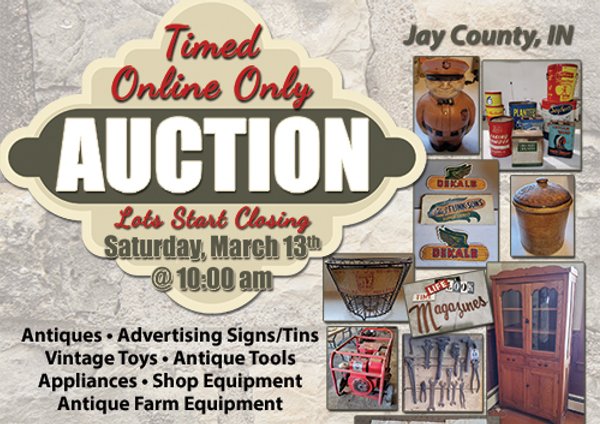 TIMED ONLINE ONLY PERSONAL PROPERTY AUCTION IN JAY COUNTY, INDIANA