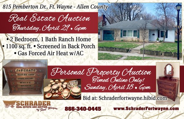 TIMED ONLINE ONLY - PERSONAL PROPERTY IN ALLEN COUNTY, INDIANA