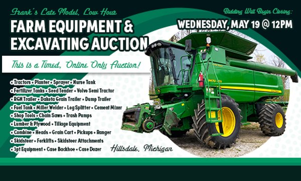 TIMED ONLINE ONLY - FARM EQUIPMENT AUCTION IN HILLSDALE COUNTY, MICHIGAN