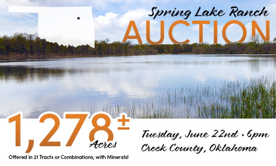 LAND AUCTION - 1,278+/- ACRES OFFERED IN 21 TRACTS IN CREEK COUNTY, OKLAHOMA