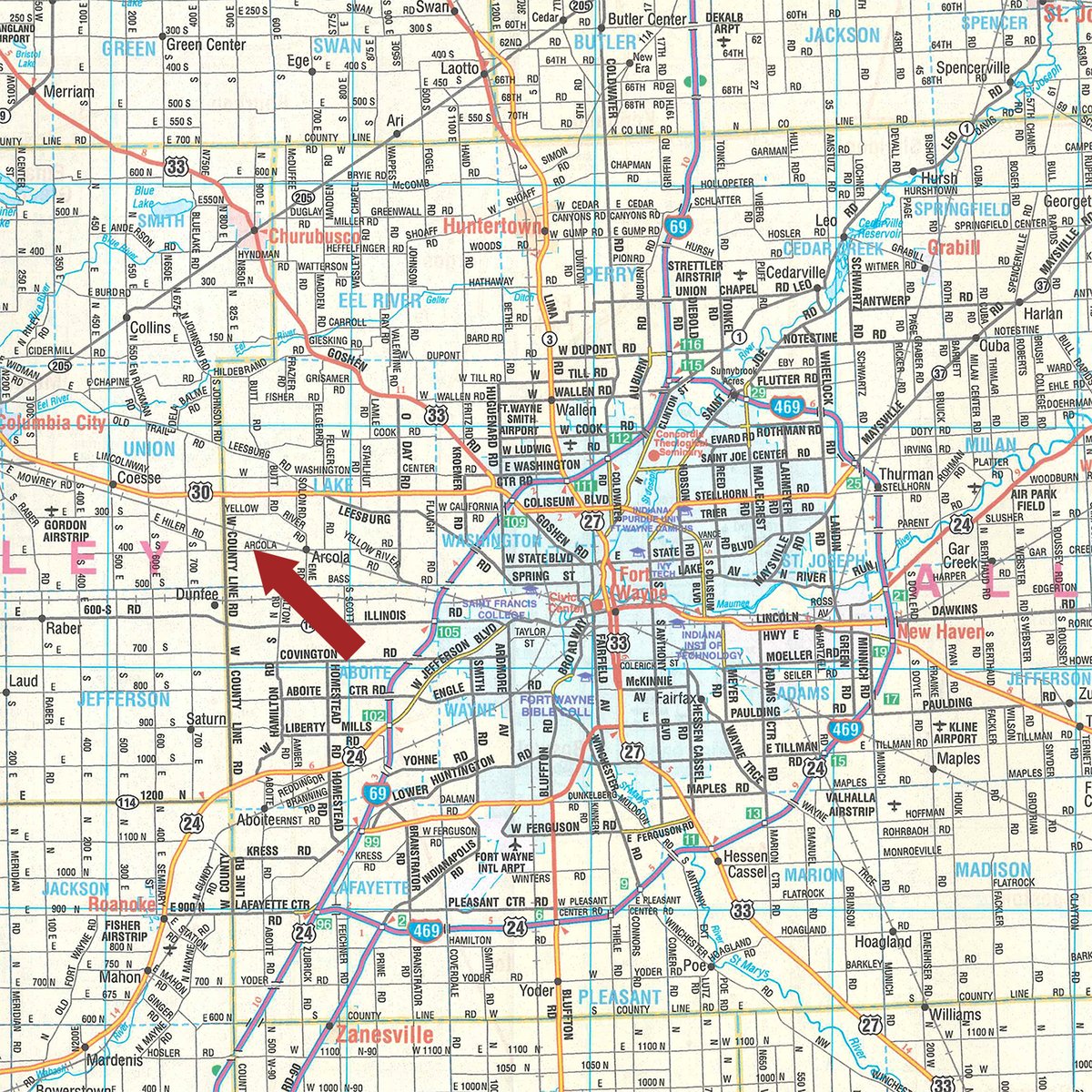 Area map - Farm Equipment Auction in Allen County, Indiana