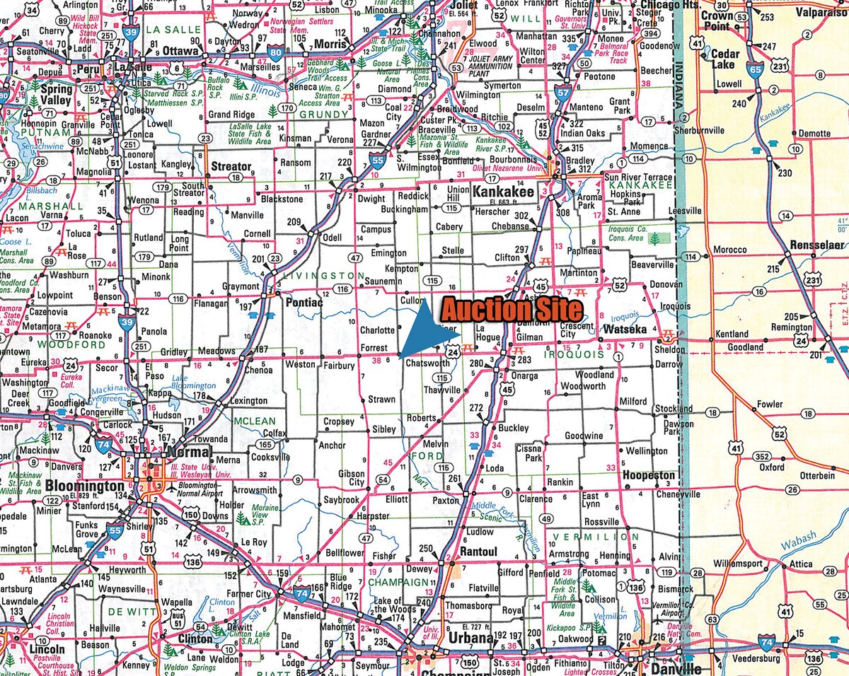Area map - FARM EQUIPMENT AUCTION - LIVINGSTON COUNTY, IL