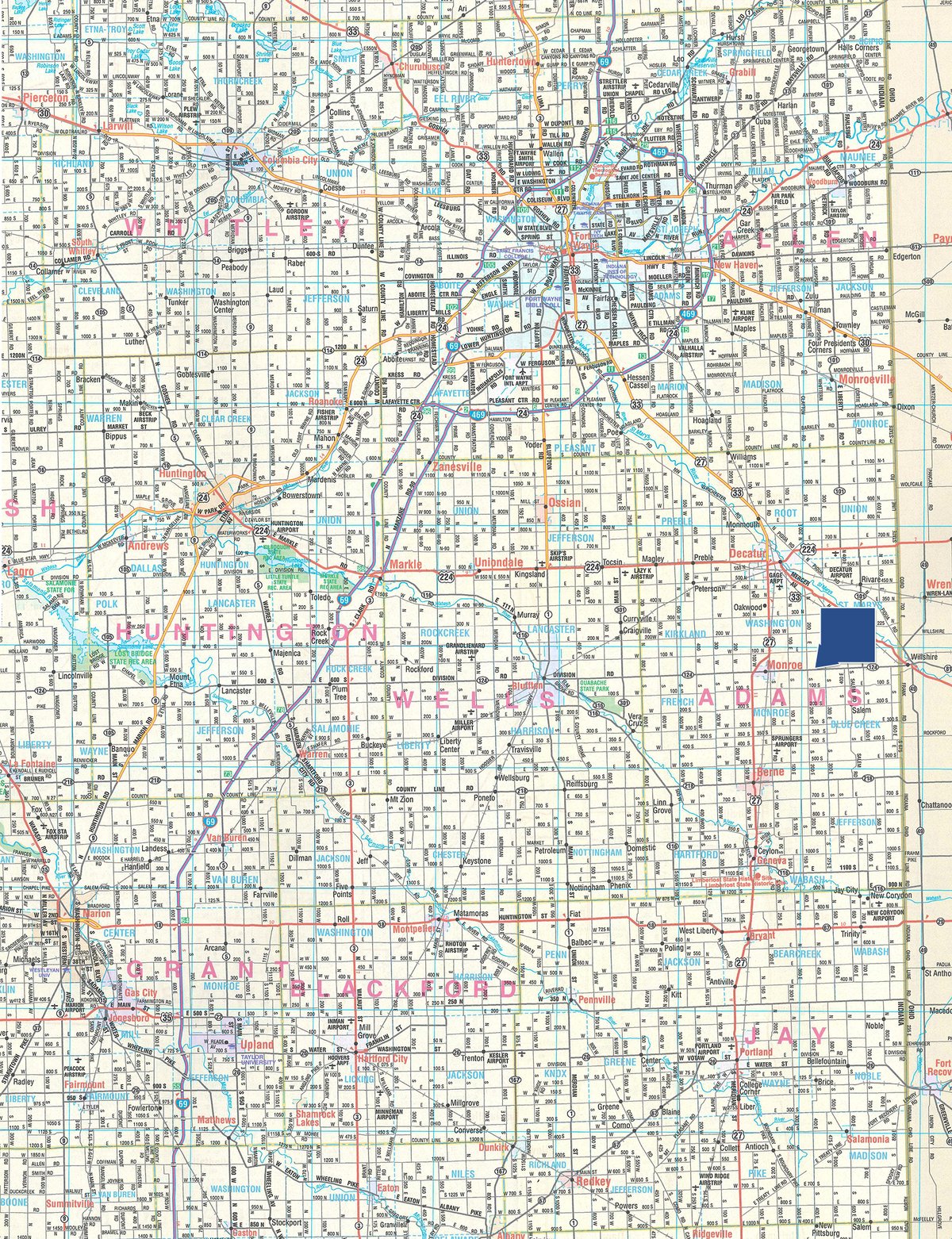 Area map - FARM EQUIPMENT AUCTION - ADAMS COUNTY, INDIANA