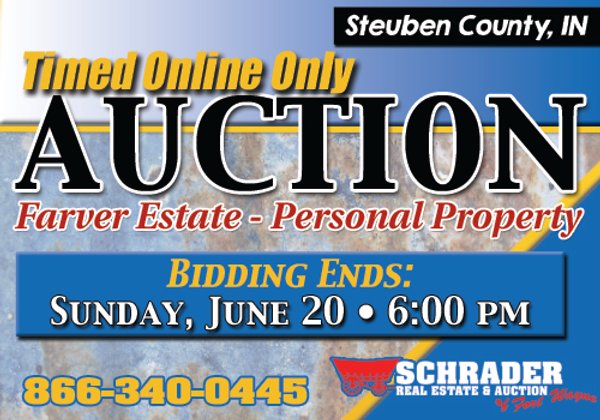 TIMED ONLINE ONLY - PERSONAL PROPERTY AUCTION IN STEUBEN COUNTY, INDIANA