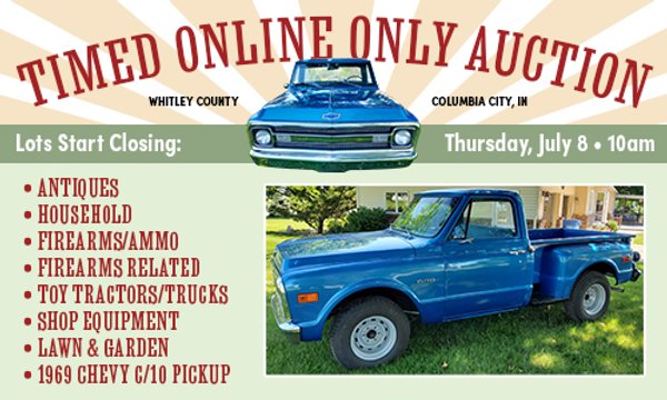 TIMED ONLINE ONLY - PERSONAL PROPERTY AUCTION IN WHITLEY COUNTY, INDIANA