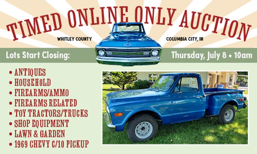 TIMED ONLINE ONLY - PERSONAL PROPERTY AUCTION IN WHITLEY COUNTY, INDIANA