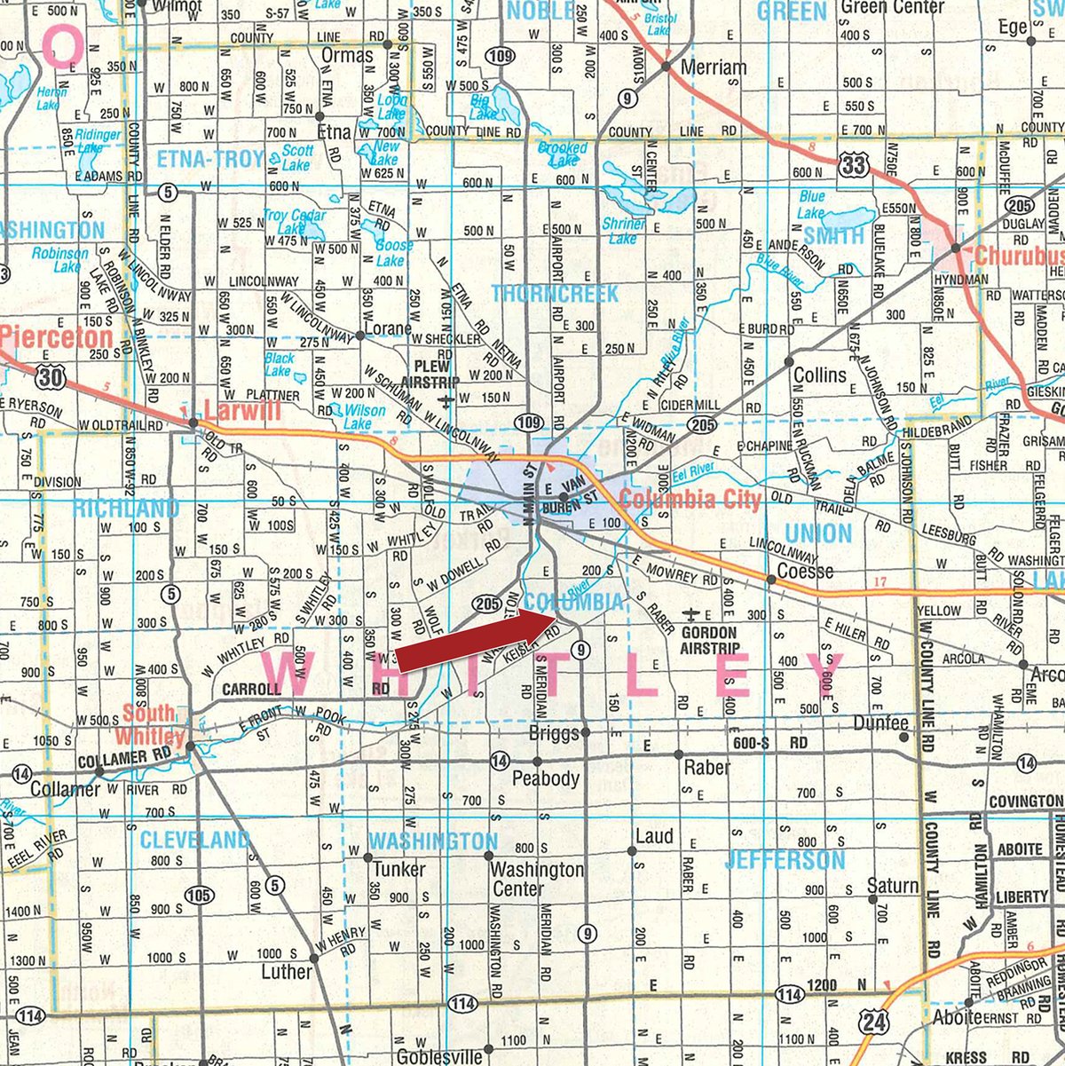 Area map - TIMED ONLINE ONLY - PERSONAL PROPERTY AUCTION IN WHITLEY COUNTY, INDIANA