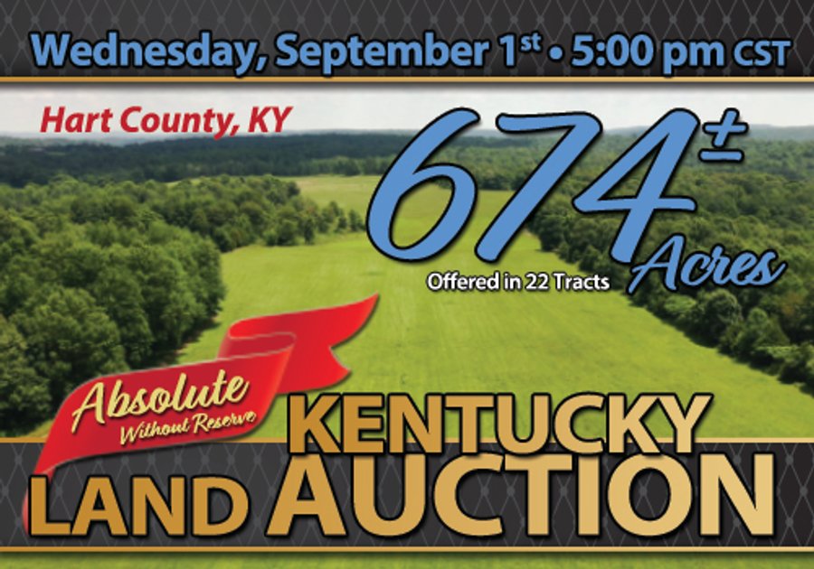 ABSOLUTE LAND AUCTION - 674+/- ACRES OFFERED IN 22 TRACTS IN HART COUNTY, KENTUCKY