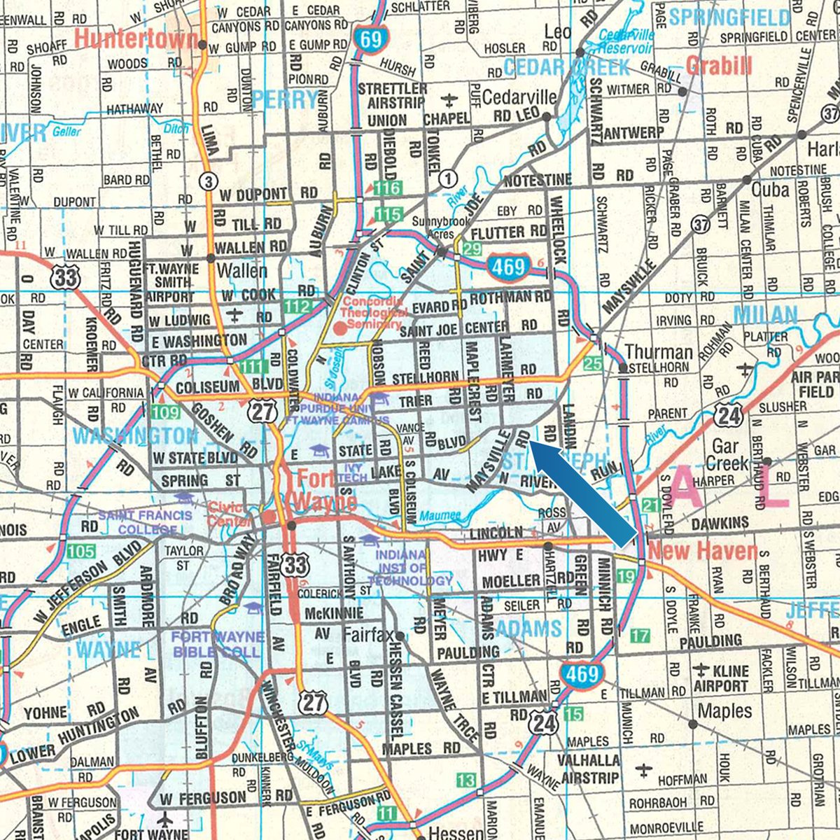 Area map - TIMED ONLINE ONLY - PERSONAL PROPERTY AUCTION IN ALLEN COUNTY, INDIANA