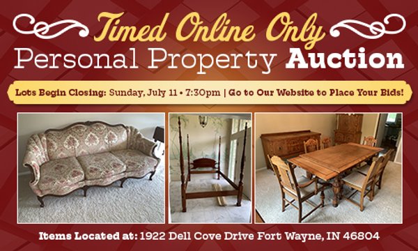 TIMED ONLINE ONLY - PERSONAL PROPERTY AUCTION IN ALLEN COUNTY, INDIANA