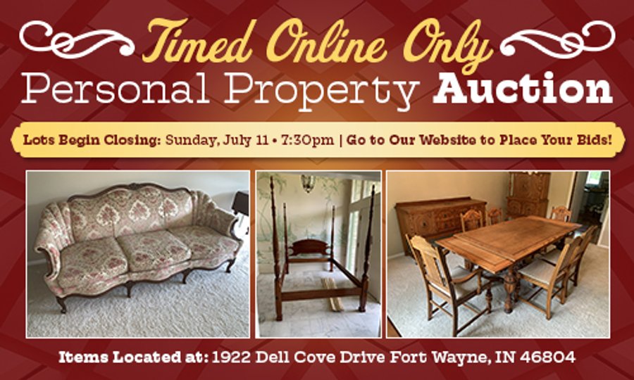 TIMED ONLINE ONLY - PERSONAL PROPERTY AUCTION IN ALLEN COUNTY, INDIANA