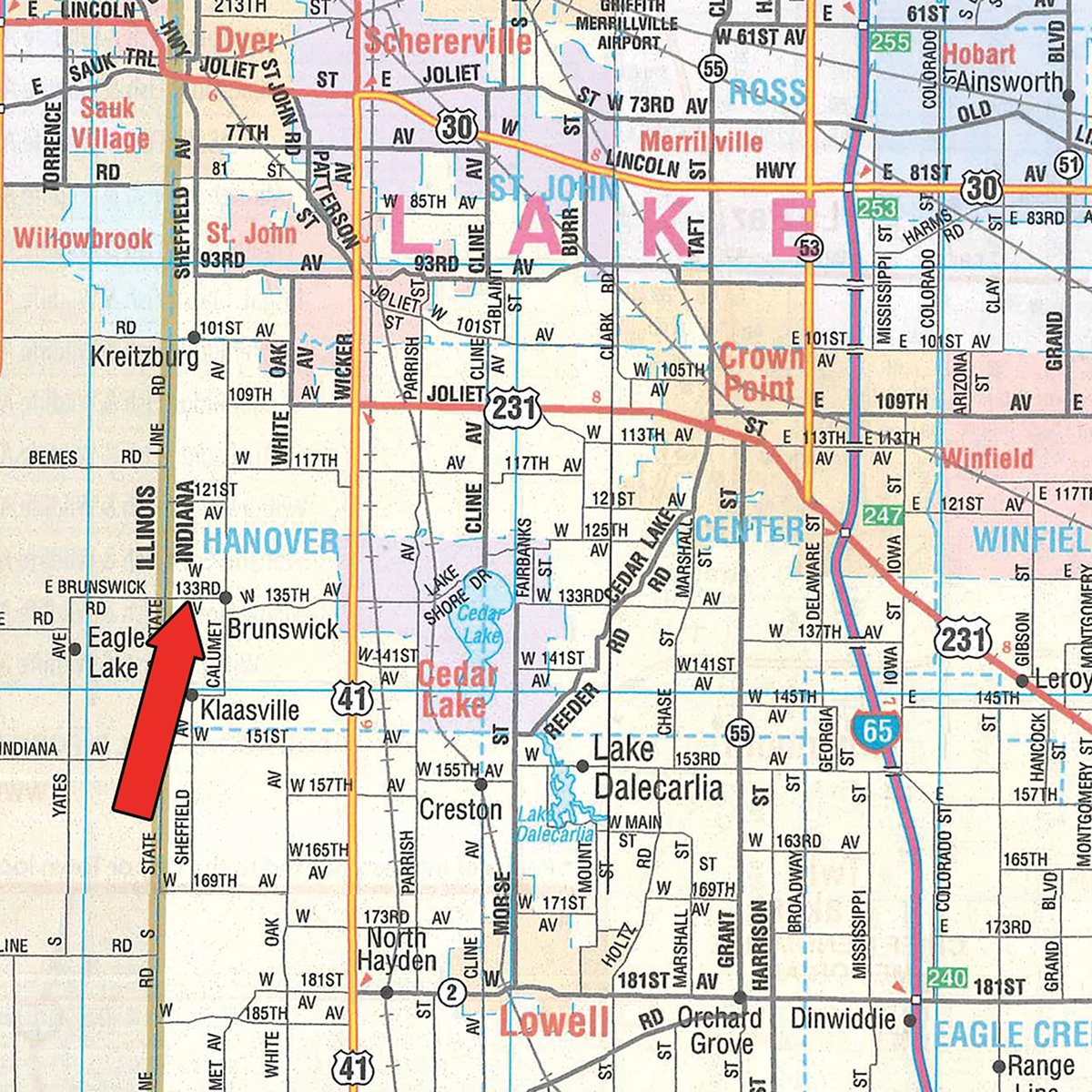 Area map - FARM EQUIPMENT AUCTION IN LAKE COUNTY, INDIANA
