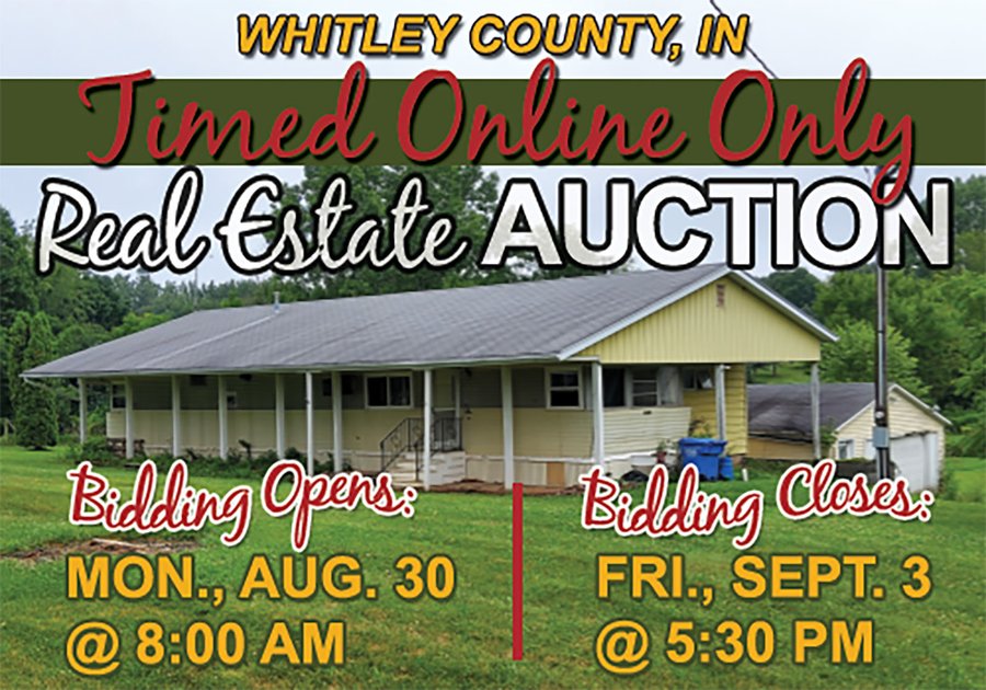 TIMED ONLINE ONLY - REAL ESTATE AUCTION - WHITLEY COUNTY, INDIANA