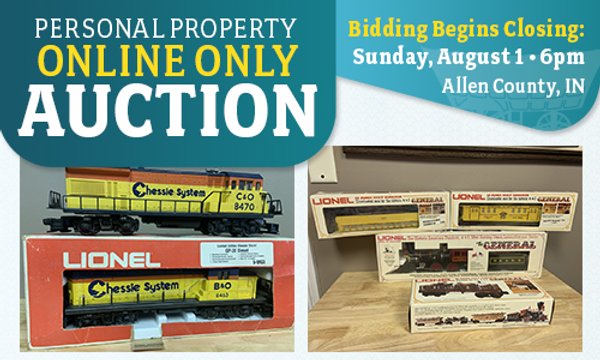 TIMED ONLINE ONLY - PERSONAL PROPERTY AUCTION IN ALLEN COUNTY, INDIANA