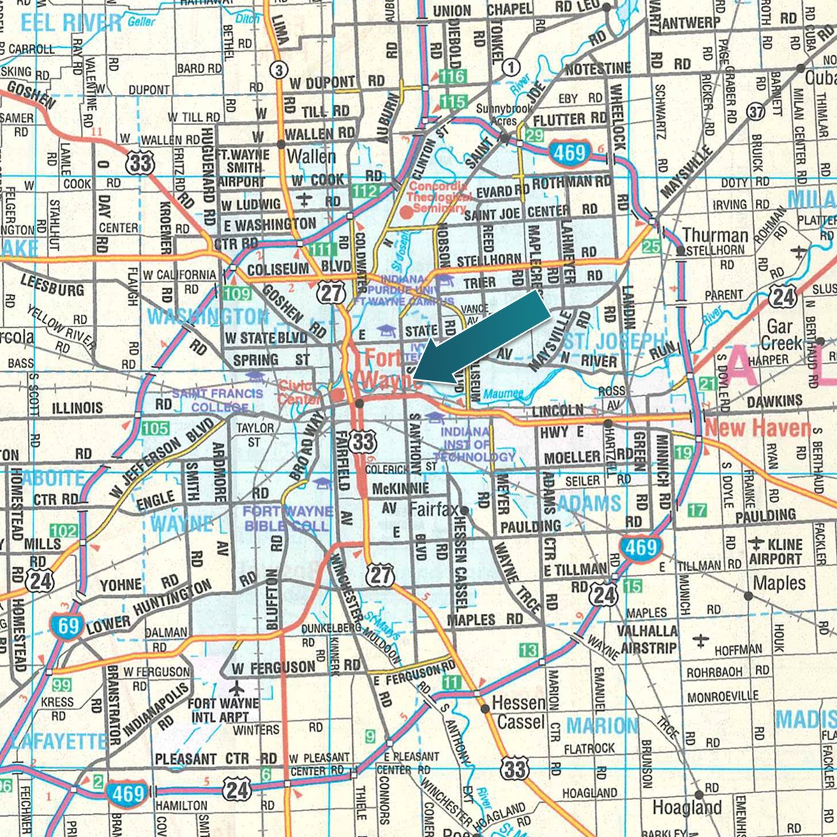 Area map - TIMED ONLINE ONLY - PERSONAL PROPERTY AUCTION IN ALLEN COUNTY, INDIANA