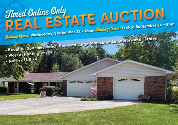 TIMED ONLINE ONLY - REAL ESTATE AUCTION - HUNTINGTON COUNTY, IN