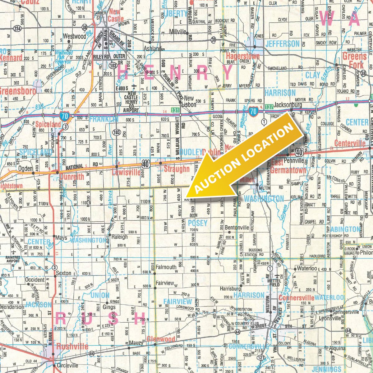 Area map - FARM EQUIPMENT AUCTION - FAYETTE COUNTY, INDIANA