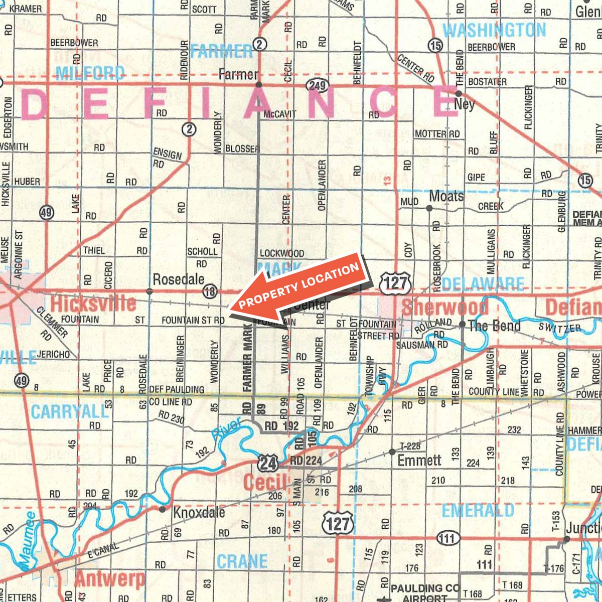 Area map - FARM EQUIPMENT AUCTION - DEFIANCE COUNTY, OHIO