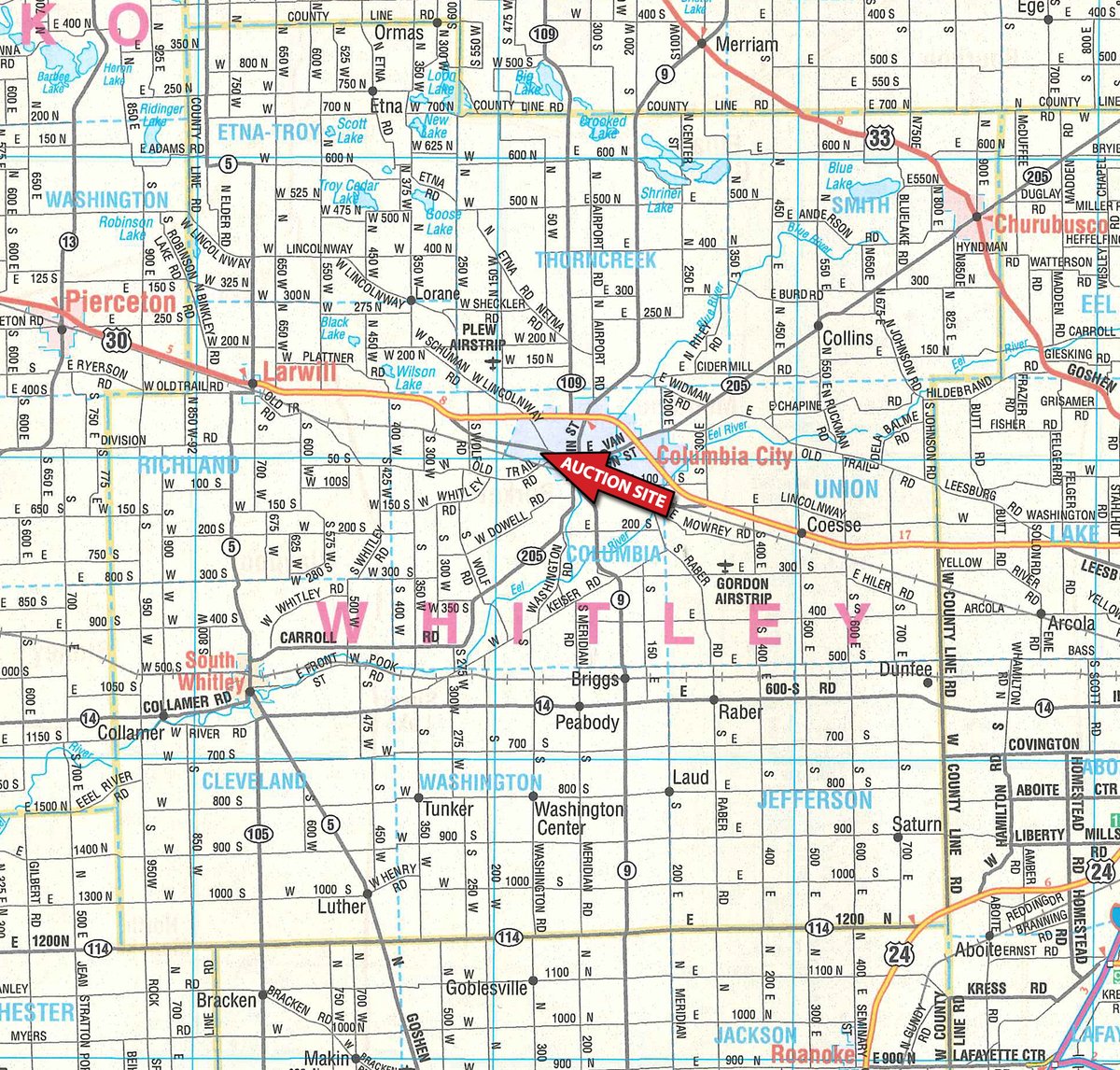 Area map - HOME & PERSONAL PROPERTY AUCTION IN WHITLEY COUNTY, INDIANA
