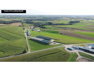 Tracts 2+3 looking South - SOUTHWEST WISCONSIN DAIRY DISPERSAL - 211+/- ACRES OFFERED IN 5 TRACTS WITH APPROX. 1500 ACRES THAT MAY BE LEASED. 1550 MILKING COWS/225 DRY COWS/1600 HEIFERS