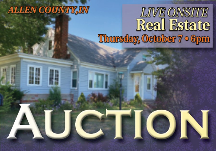 REAL ESTATE AUCTION - HOME & 1.38+/- ACRES OFFERED IN 1 TRACT IN ALLEN COUNTY, INDIANA