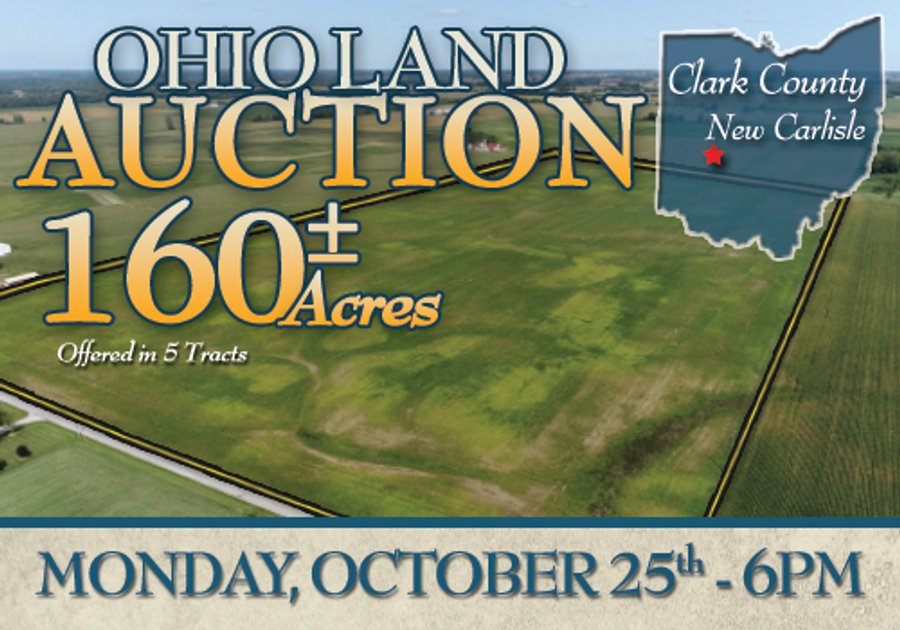 OHIO LAND AUCTION - 160 +/- ACRES OFFERED IN 5 TRACTS IN CLARK COUNTY, OH