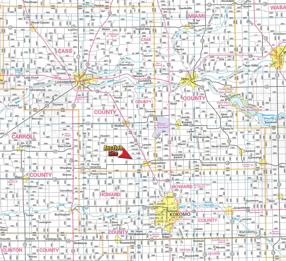 Area map - FARM RETIREMENT AUCTION - GALVESTON, IN
