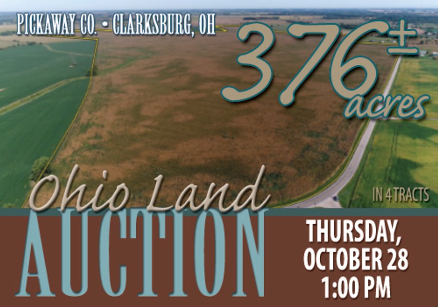 LAND AUCTION - 376+/- ACRES OFFERED IN 4 TRACTS IN PICKAWAY COUNTY, OHIO