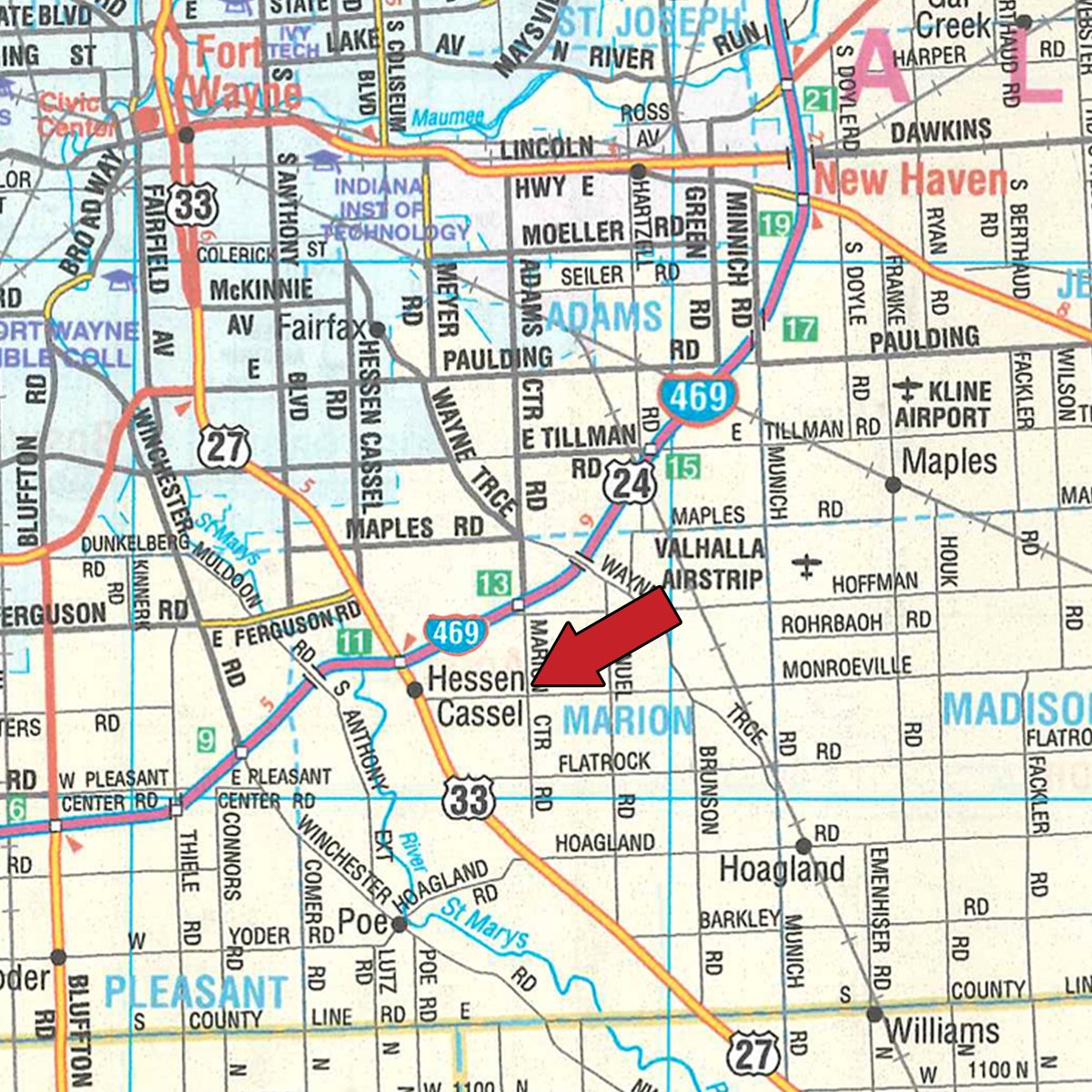 Area map - TIMED ONLINE ONLY - PERSONAL PROPERTY AUCTION - ALLEN COUNTY, INDIANA